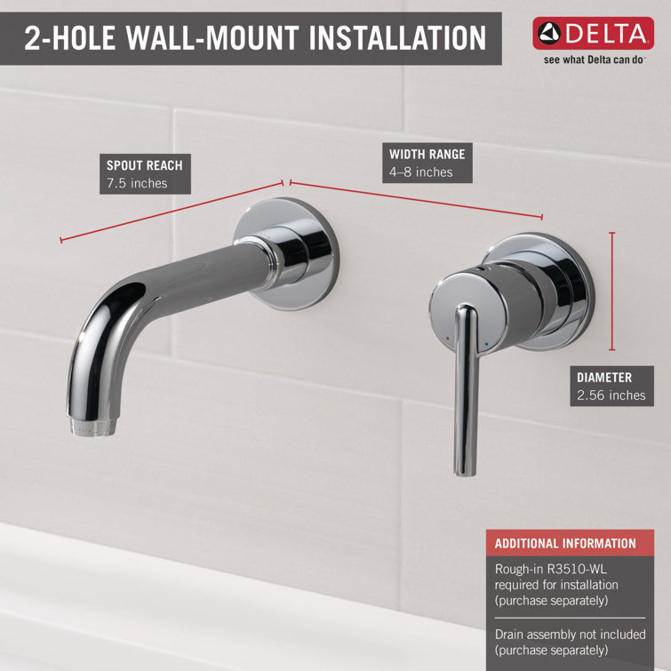 Delta Trinsic 7.5" Chrome Modern Wall-Mounted Bathroom Faucet