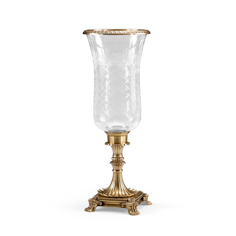 Antique Brass 25" Hurricane Candle Holder
