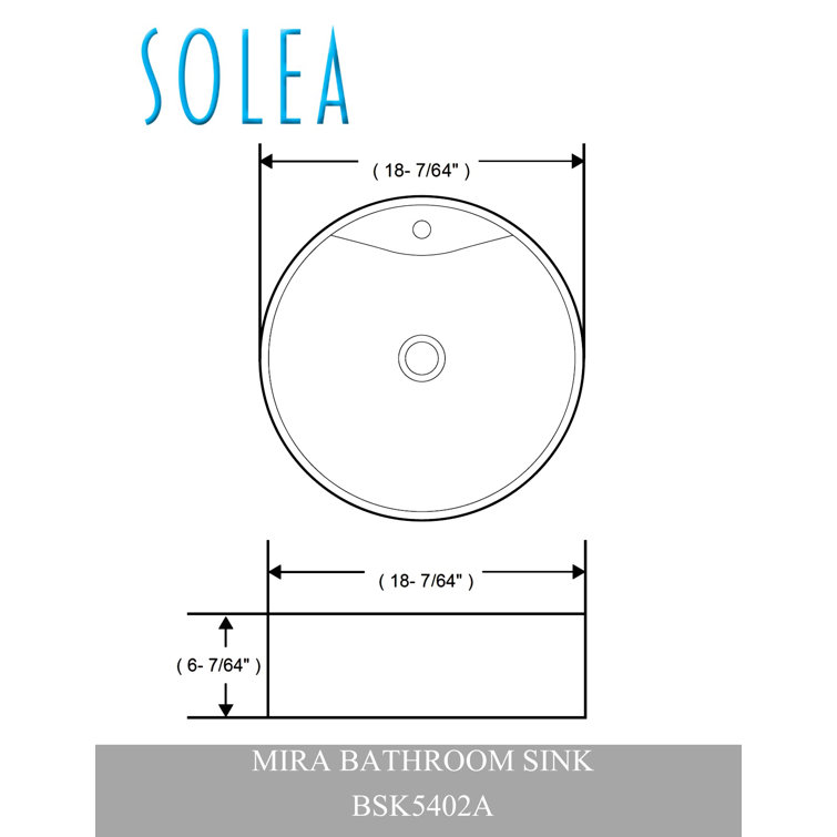 Mira White Ceramic Round Vessel Sink with Overflow Drain