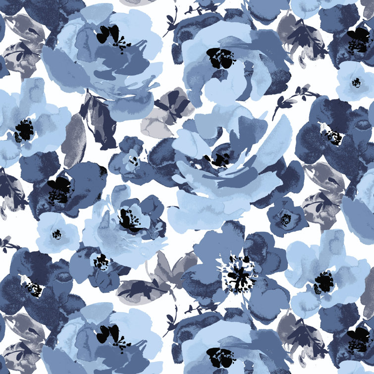Blue Garden Floral High Back Outdoor Dining Chair Cushion