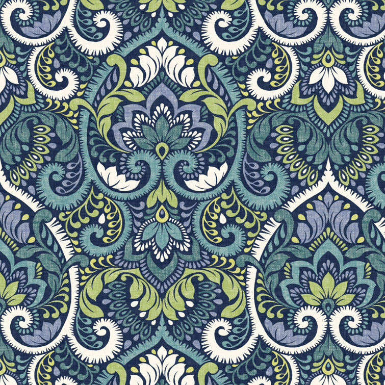 Sapphire Aurora Blue Damask Outdoor Adirondack Chair Cushion