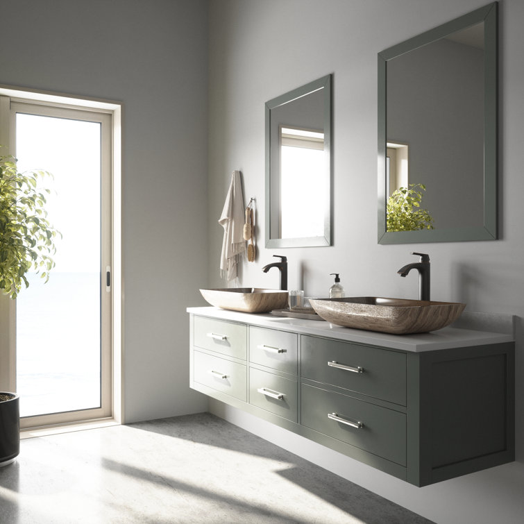 Amber Rectangular Glass Vessel Sink with Faucet