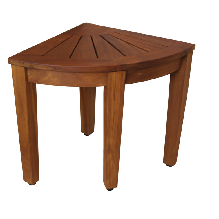 15.5" Teak Corner Shower Bench with Water-Resistant Finish