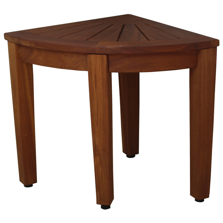 15.5" Teak Corner Shower Bench with Water-Resistant Finish
