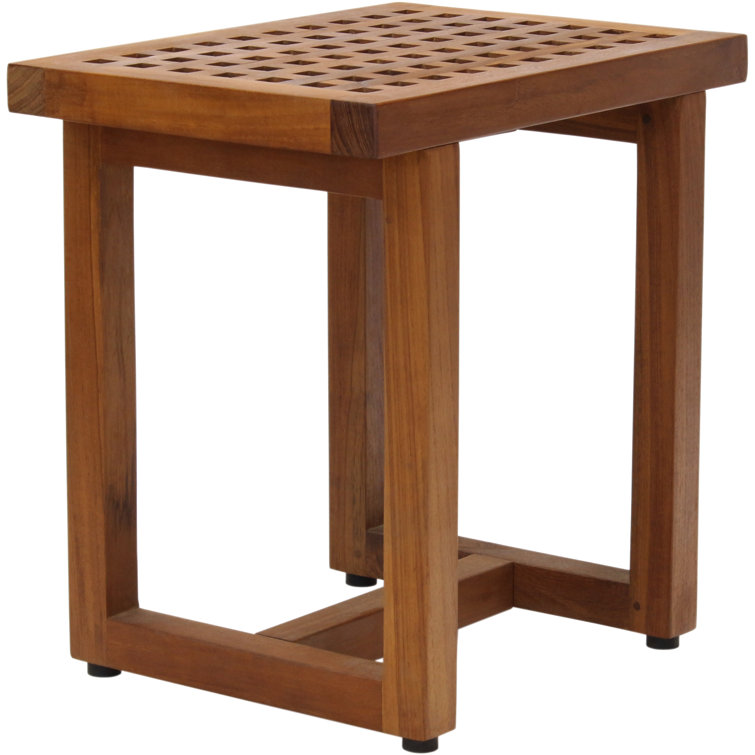 Teak Wood Spa Shower Bench with Grate Pattern