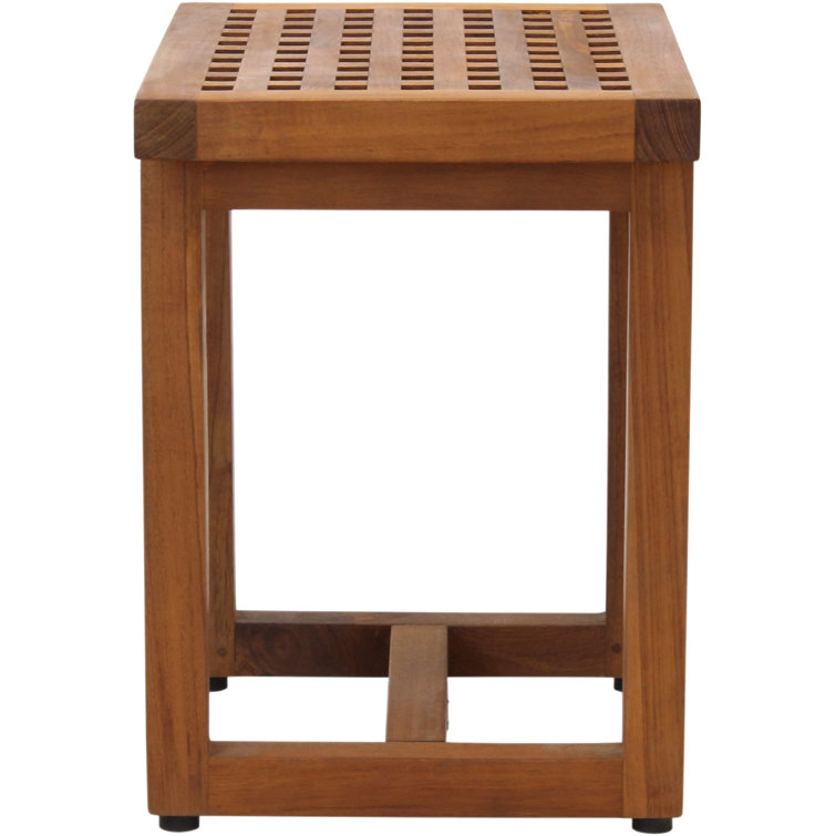 Teak Wood Spa Shower Bench with Grate Pattern