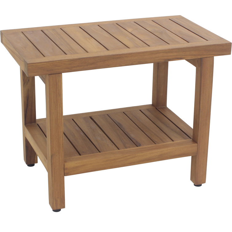 Eco-Friendly Teak Wood Spa Shower Bench with Shelf