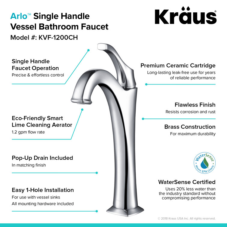Elavo 14-inch White Ceramic Round Vessel Sink with Chrome Faucet