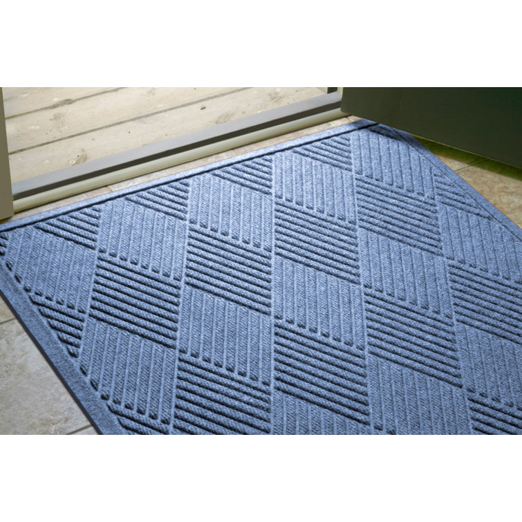 Bluestone Rubber Rectangle Outdoor Doormat with Diamond Pattern