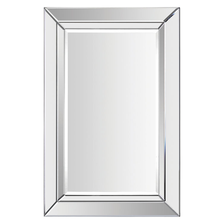 Aura Silver Rectangular Glass Vanity Wall Mirror