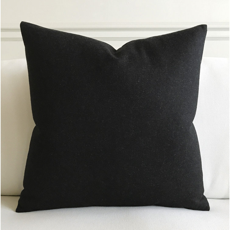 Carbon Heathered Wool Blend Square Throw Pillow with Lilac Reverse