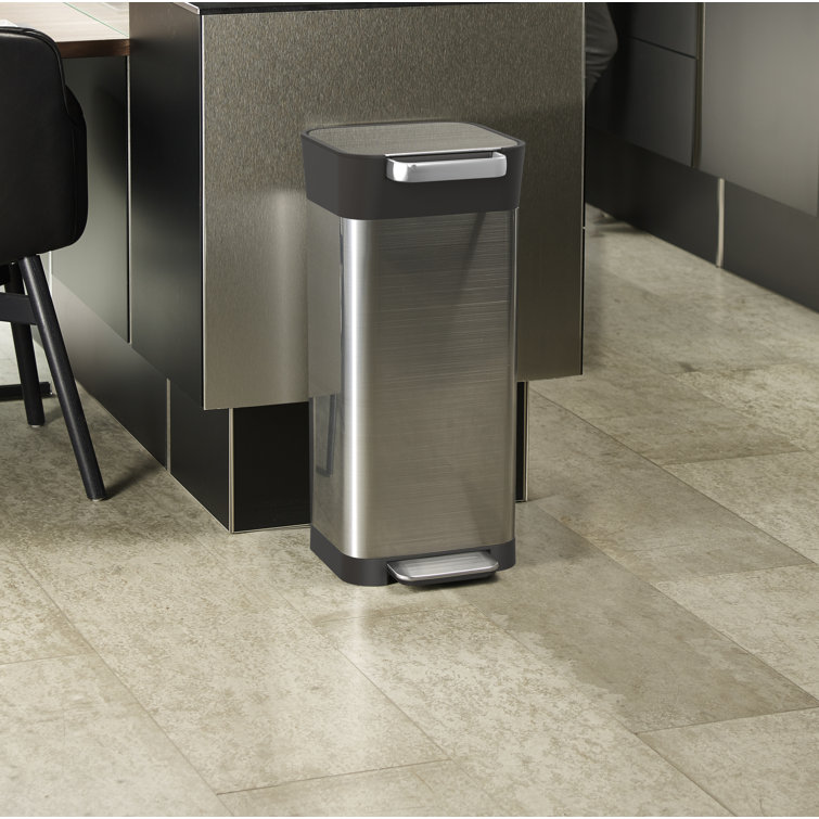 Fingerprint Resistant Stainless Steel Rectangular Trash Can with Pedal