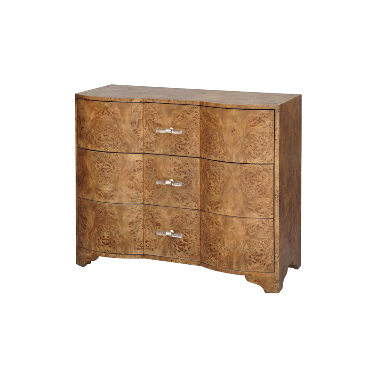 Plymouth 42" Dark Burl Wood Accent Chest with Soft Close Drawers