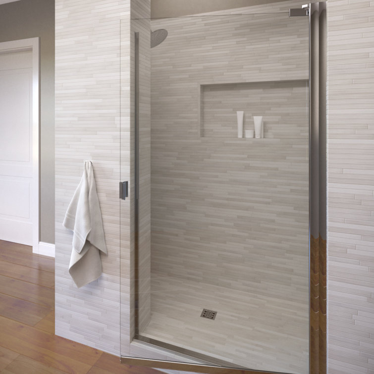 Armon 66" Chrome Semi-Frameless Pivot Shower Door with Clear Glass