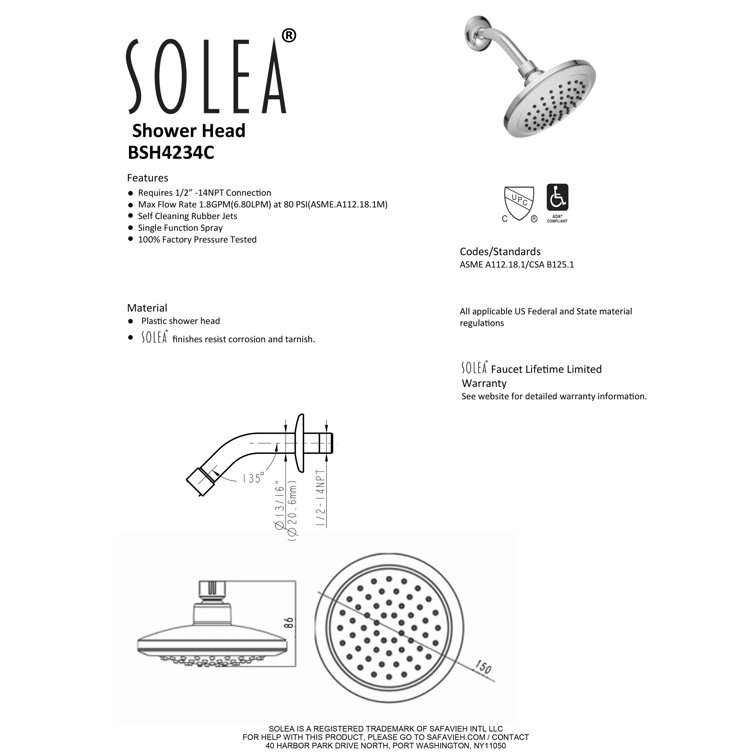 Exhale Chrome 6-Inch Wall Mounted Rain Shower Head
