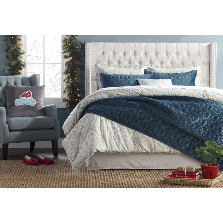 Ivory King Reversible Velvet Quilt Set with Shams
