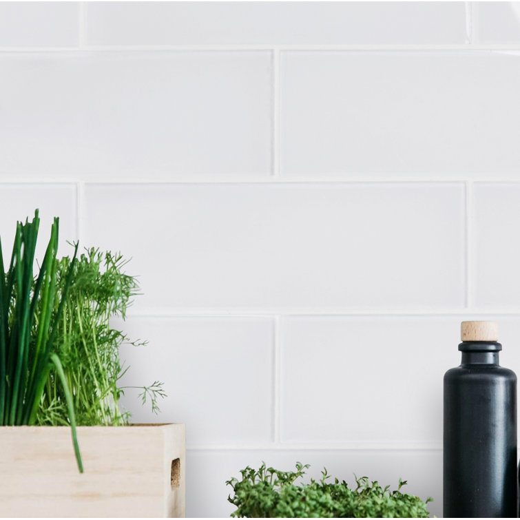 Super White 4" x 12" Glass Subway Tile