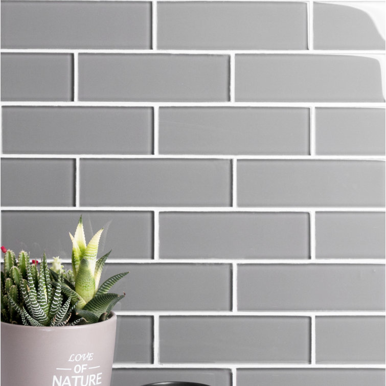 Premium Dark Gray Polished Glass Subway Wall Tile