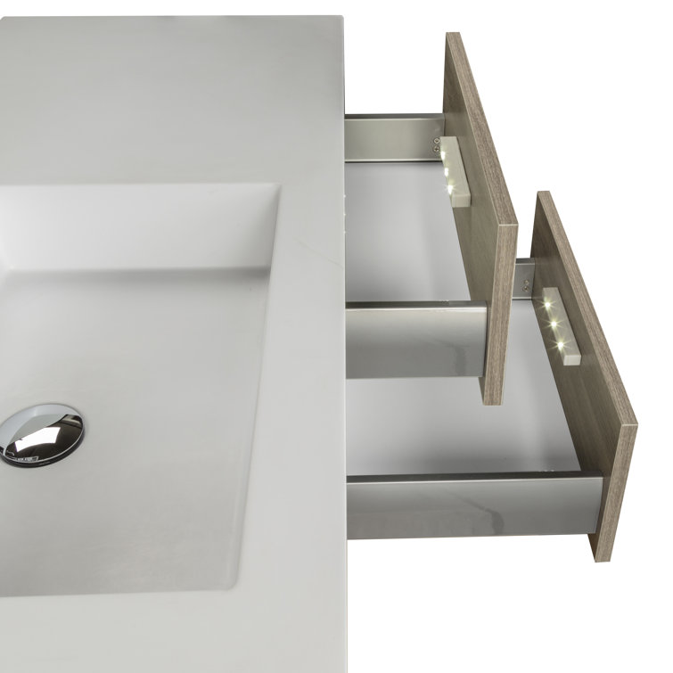 Beachwood Oak 42" Single Sink Wall-Mount Vanity with Cultured Marble Top
