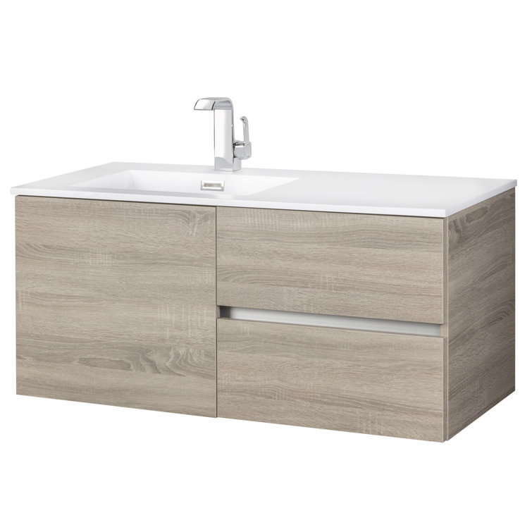 Beachwood Oak 42" Single Sink Wall-Mount Vanity with Cultured Marble Top
