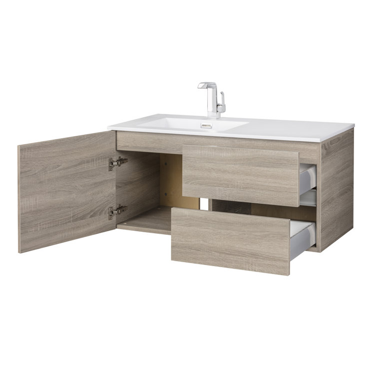 Beachwood Oak 42" Single Sink Wall-Mount Vanity with Cultured Marble Top