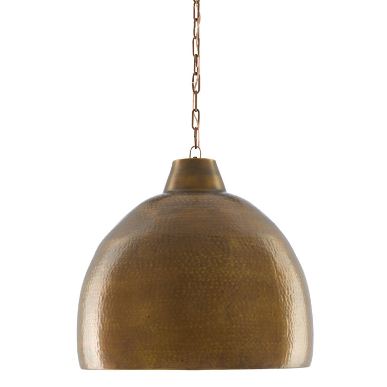 Vintage Brass Bowl Pendant Light with Gold Cord