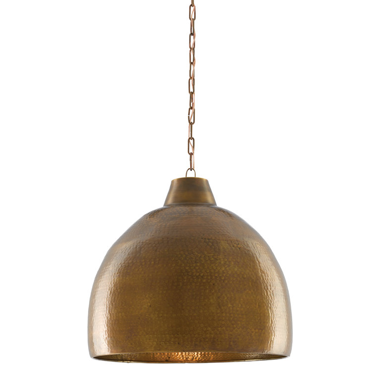 Vintage Brass Bowl Pendant Light with Gold Cord