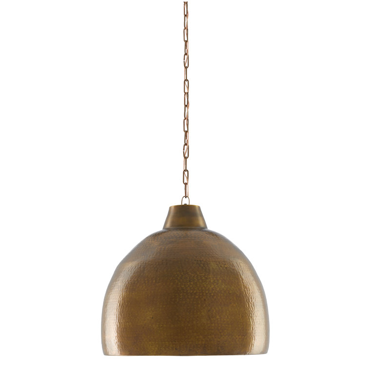 Vintage Brass Bowl Pendant Light with Gold Cord