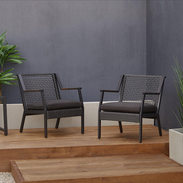 Calvin Black Aluminum Outdoor Dining Chair with Cushions