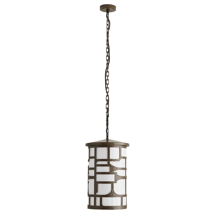 Aged Brass and Opal Glass Outdoor Pendant Light