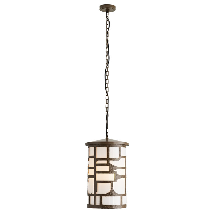 Aged Brass and Opal Glass Outdoor Pendant Light
