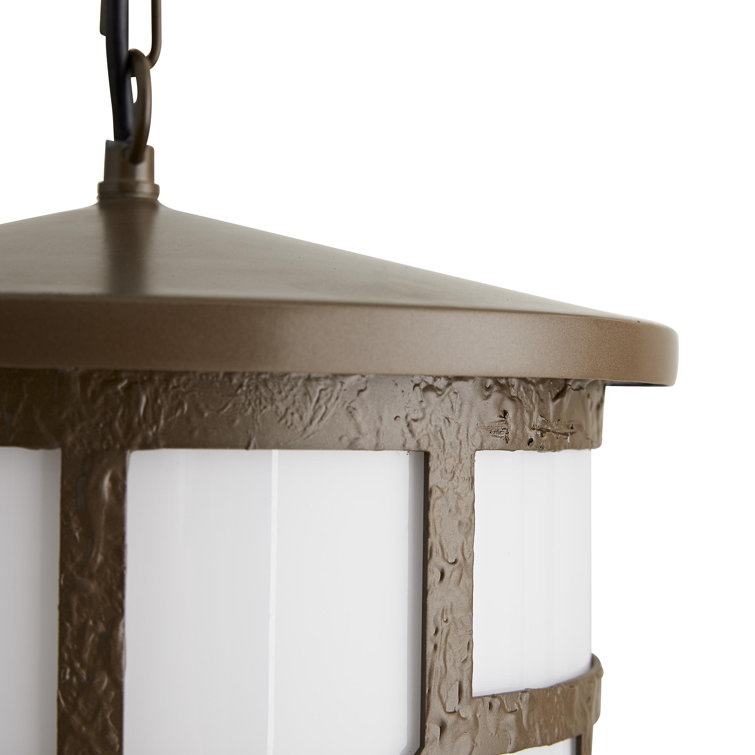 Aged Brass and Opal Glass Outdoor Pendant Light