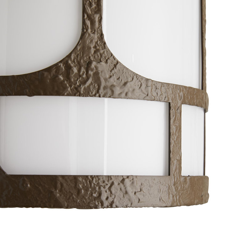 Aged Brass and Opal Glass Outdoor Pendant Light