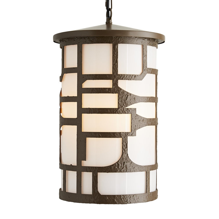 Aged Brass and Opal Glass Outdoor Pendant Light