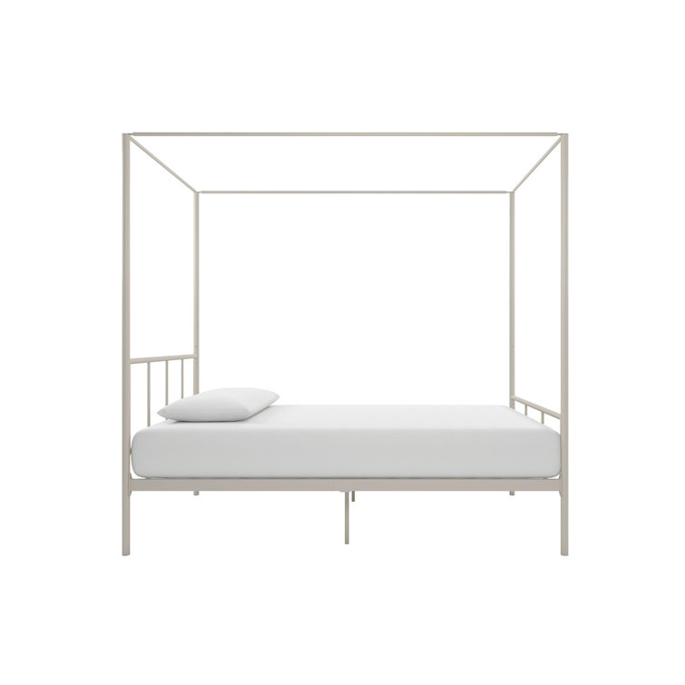 Marion Queen White Metal Canopy Platform Bed with Headboard