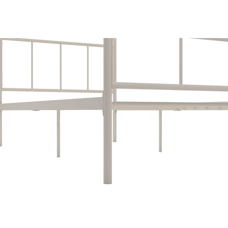 Marion Queen White Metal Canopy Platform Bed with Headboard