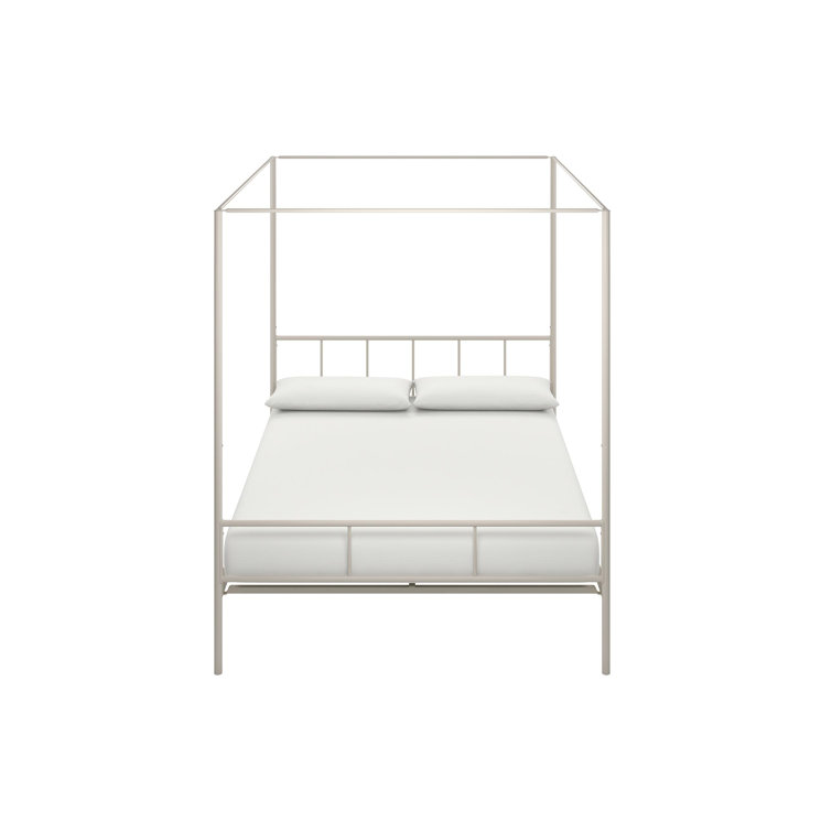 Marion Queen White Metal Canopy Platform Bed with Headboard