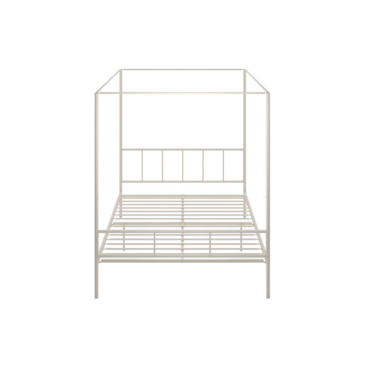 Marion Queen White Metal Canopy Platform Bed with Headboard