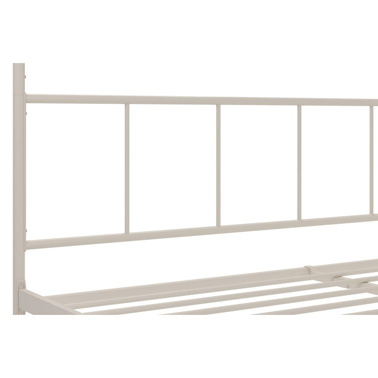 Marion Queen White Metal Canopy Platform Bed with Headboard