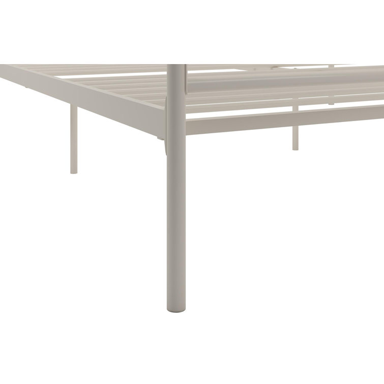 Marion Queen White Metal Canopy Platform Bed with Headboard