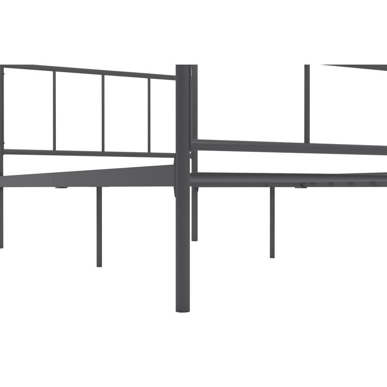 King Size Dark Gray Metal Canopy Platform Bed with Headboard