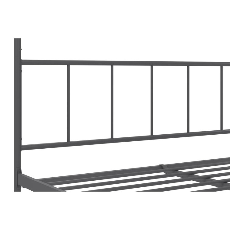 King Size Dark Gray Metal Canopy Platform Bed with Headboard