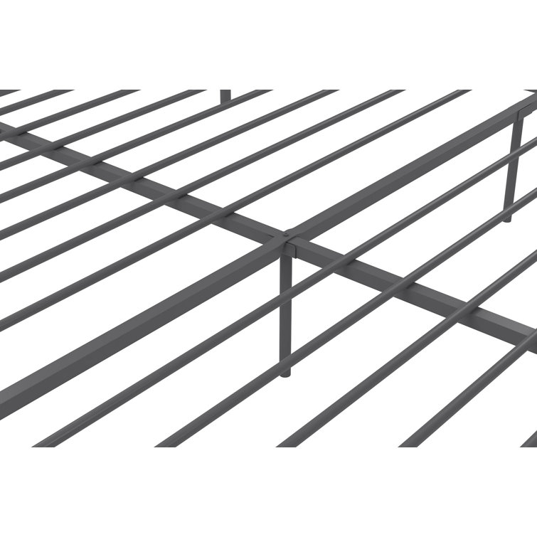 King Size Dark Gray Metal Canopy Platform Bed with Headboard