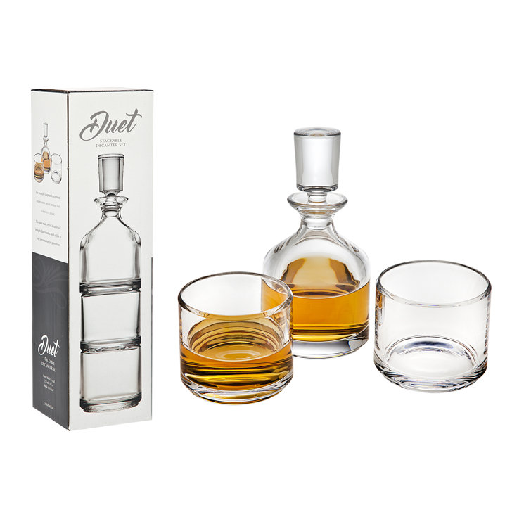 Clear Crystal Stacking Decanter Set with Glasses