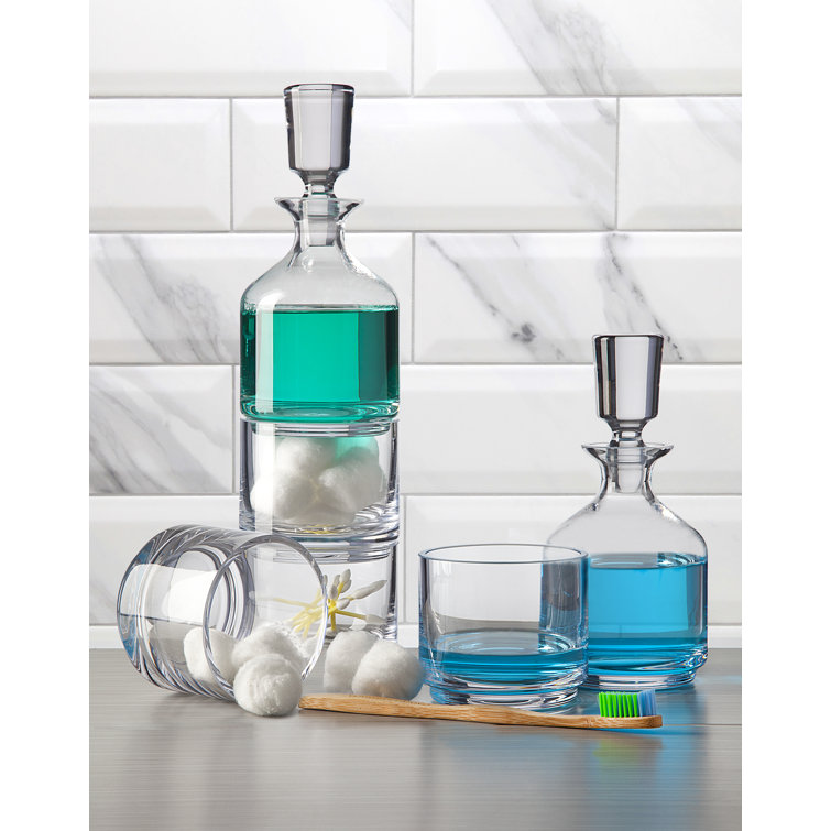 Clear Crystal Stacking Decanter Set with Glasses