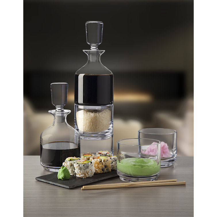 Clear Crystal Stacking Decanter Set with Glasses