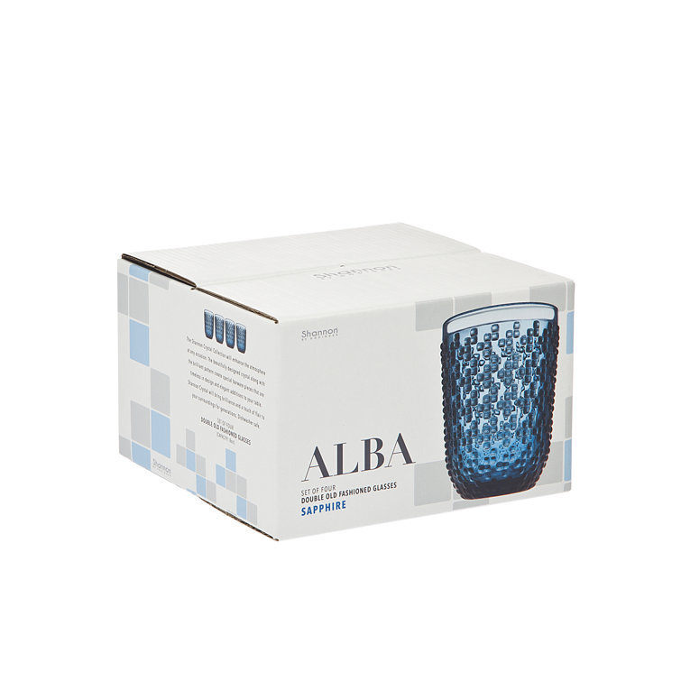 Alba Blue Lead-Free Crystal Old Fashioned Glass Set