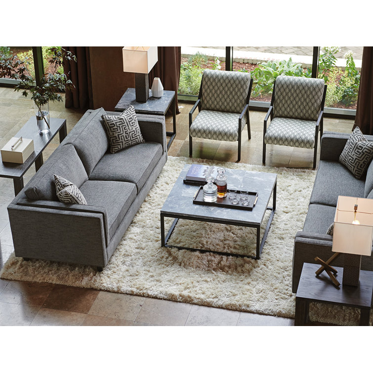 Santana 40'' Gray Wood and Marble Square Cocktail Table