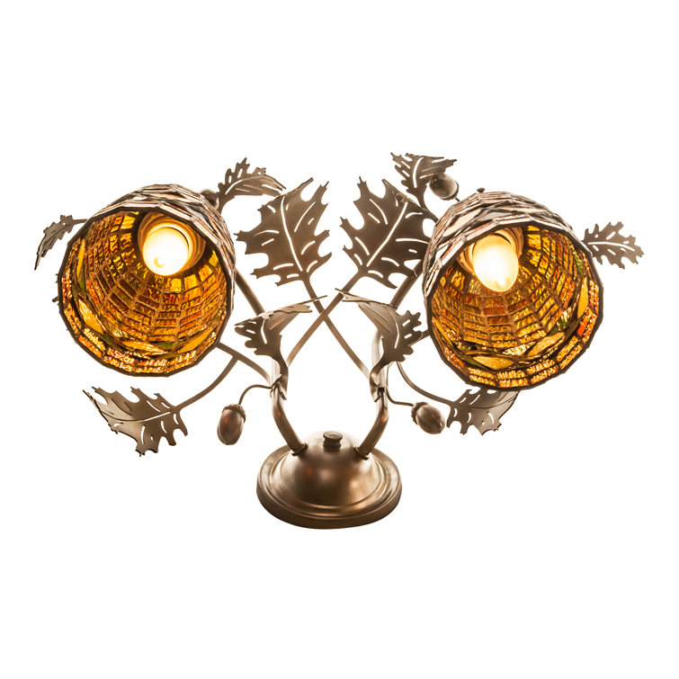 Antique Copper Oak Leaf Two-Light Wall Sconce