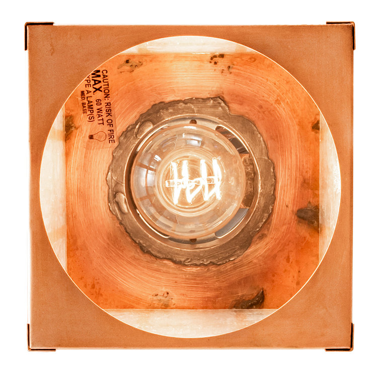 Antique Copper Clear Glass Square Lantern Flush Mount